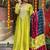Lemon green color vichose chanderi embroidered  anarkali suit