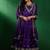 Vichitra silk embroidered anarkali kurta set in purple