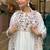 White vicose chinon embroidered sttiched kurta set