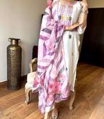 Off white color viscose chanderi sttiched kurta set
