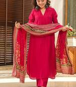Rani pink color cotton  kurta set
