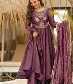 Wine color two tone shimeer anarkali set