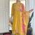 Mustard chanderi embroidered sttiched suit