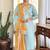 Sky blue chanderi silk embroidered sttiched kurta set