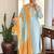 Sky blue chanderi silk embroidered sttiched kurta set
