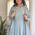 Light blue vichitra silk embroidered anarkali set