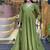 Olive green fancy fabric anarkali suit