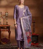 Lavender color viscose sttiched kurta set