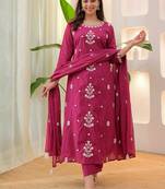 Rani pink color rayon ready made kurta set