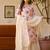 Cream color chinon silk floral print suit