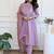 Mauve silk blend embroidered anarkali suit