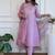 Mauve silk blend embroidered anarkali suit