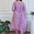 Mauve silk blend embroidered anarkali suit
