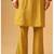 Sunlit mustard viscose rayon kurta set with sheer organza dupatta