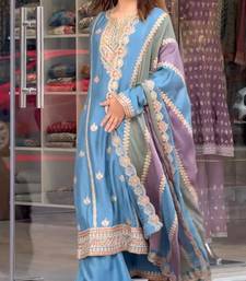 Blue COlor Faux Georgette Embroidery Work palazzo Set