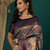 grey neavy blue  soft art silk blend banarasi jacuard work designer party wear saree with unstitched blouse piece