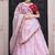 Fabulous Light Pink Thread Embroidery Organza Lehenga With Red Choli