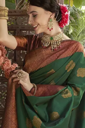 gren maroon  soft art silk blend banarasi jacuard work designer party wear saree with unstitched blouse piece