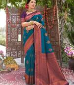 morpich wine  soft art silk blend banarasi jacuard work designer party wear saree with unstitched blouse piece