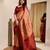 peach maroon  soft art silk blend banarasi jacuard work designer party wear saree with unstitched blouse piece