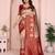 cream maroon   soft art silk blend banarasi jacuard work designer party wear saree with unstitched blouse piece