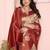 cream maroon   soft art silk blend banarasi jacuard work designer party wear saree with unstitched blouse piece