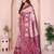 peach wine  soft art silk blend banarasi jacuard work designer party wear saree with unstitched blouse piece