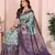 rama blue  soft art silk blend banarasi jacuard work designer party wear saree with unstitched blouse piece