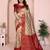 cream maroon   soft art silk blend banarasi jacuard work designer party wear saree with unstitched blouse piece