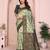 pist green  soft art silk blend banarasi jacuard work designer party wear saree with unstitched blouse piece