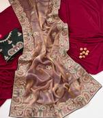 Onion Pink Color Designer Fandy Satin Silk Saree