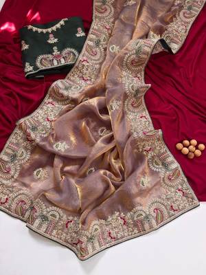 Onion Pink Color Designer Fandy Satin Silk Saree 2
