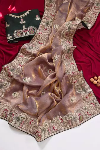 Onion Pink Color Designer Fandy Satin Silk Saree