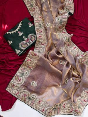 Onion Pink Color Designer Fandy Satin Silk Saree 4