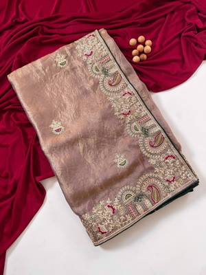 Onion Pink Color Designer Fandy Satin Silk Saree 5