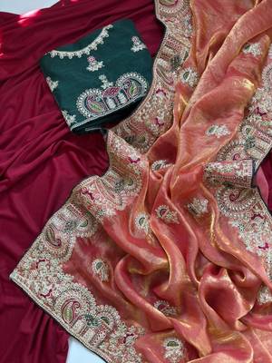 Orange Color Designer Fandy Satin Silk Saree 2