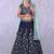 Navy Blue Banglory Silk Lehenga Choli with Applique Embroidery work