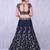 Navy Blue Banglory Silk Lehenga Choli with Applique Embroidery work