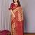 cream maroon   soft art silk blend banarasi jacuard work designer party wear saree with unstitched blouse piece