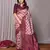 peach wine  soft art silk blend banarasi jacuard work designer party wear saree with unstitched blouse piece