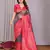 neavy blue pink  soft art silk blend banarasi jacuard work designer party wear saree with unstitched blouse piece