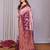 peach wine  soft art silk blend banarasi jacuard work designer party wear saree with unstitched blouse piece