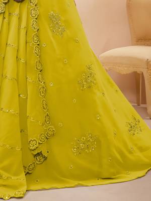 yellow georgette embroidered lehenga choli 5