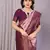 peach wine  soft art silk blend banarasi jacuard work designer party wear saree with unstitched blouse piece