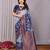sky neavy blue  soft art silk blend banarasi jacuard work designer party wear saree with unstitched blouse piece