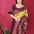 yellpw wine  soft art silk blend banarasi jacuard work designer party wear saree with unstitched blouse piece