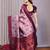 lavender wine  soft art silk blend banarasi jacuard work designer party wear saree with unstitched blouse piece
