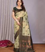 pista green  soft art silk blend banarasi jacuard work designer party wear saree with unstitched blouse piece