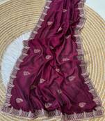 Wine Color Designer Flowy Silk Saree