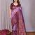 lavender wine  soft art silk blend banarasi jacuard work designer party wear saree with unstitched blouse piece